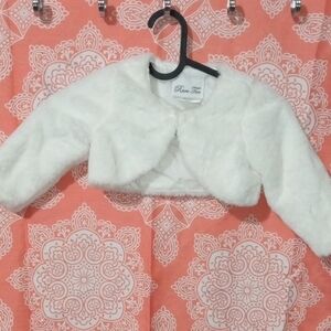 Rare Editions Ivory Faux Fur Bolero for Kids